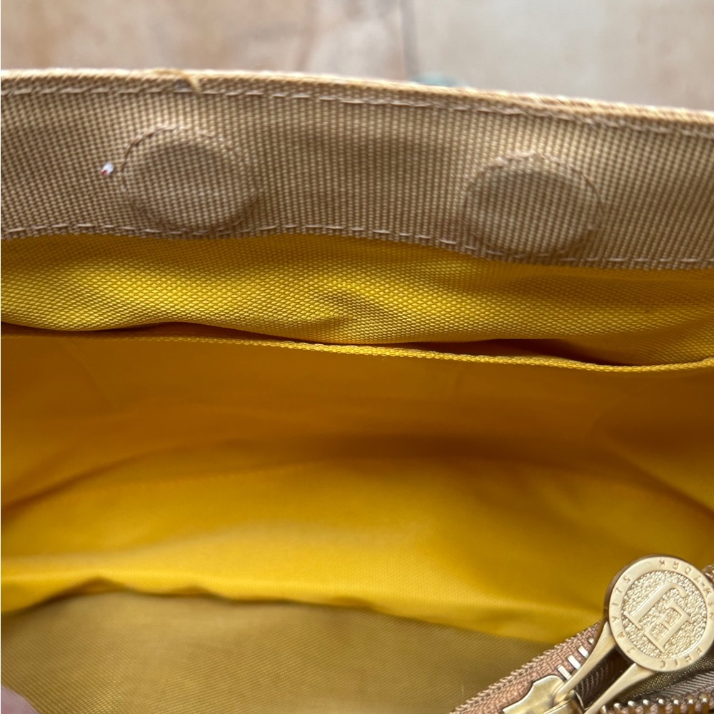Eric Javits Woven Metallic Gold, Silver and Tan Striped Shoulder Bag - Picture 8 of 11